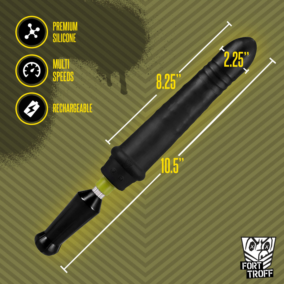 Fort Troff Robo Plunger Rotating Bead Depth Dong, Vibrating Remote Dildo