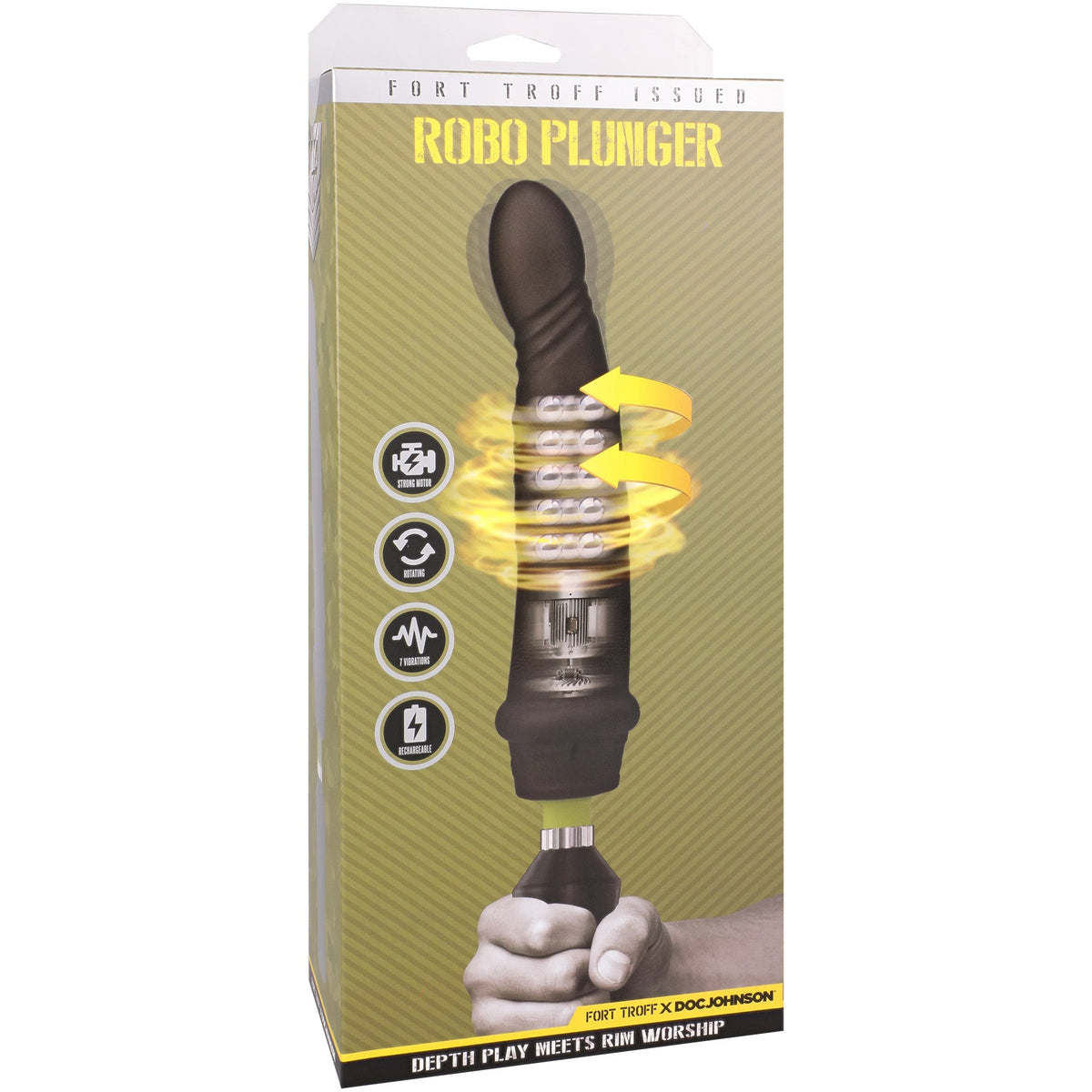 Fort Troff Robo Plunger Rotating Bead Depth Dong, Vibrating Remote Dildo
