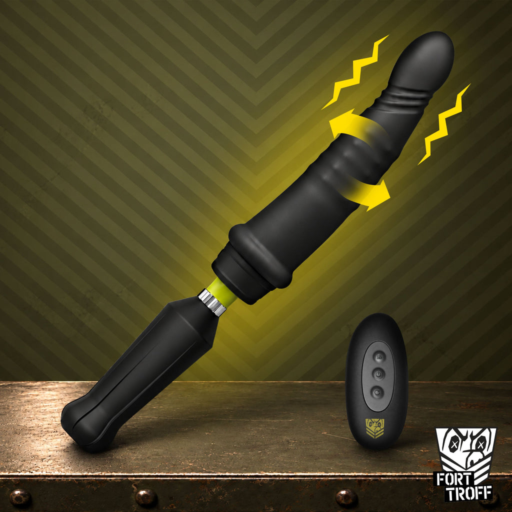 Fort Troff Robo Plunger Rotating Bead Depth Dong, Vibrating Remote Dildo