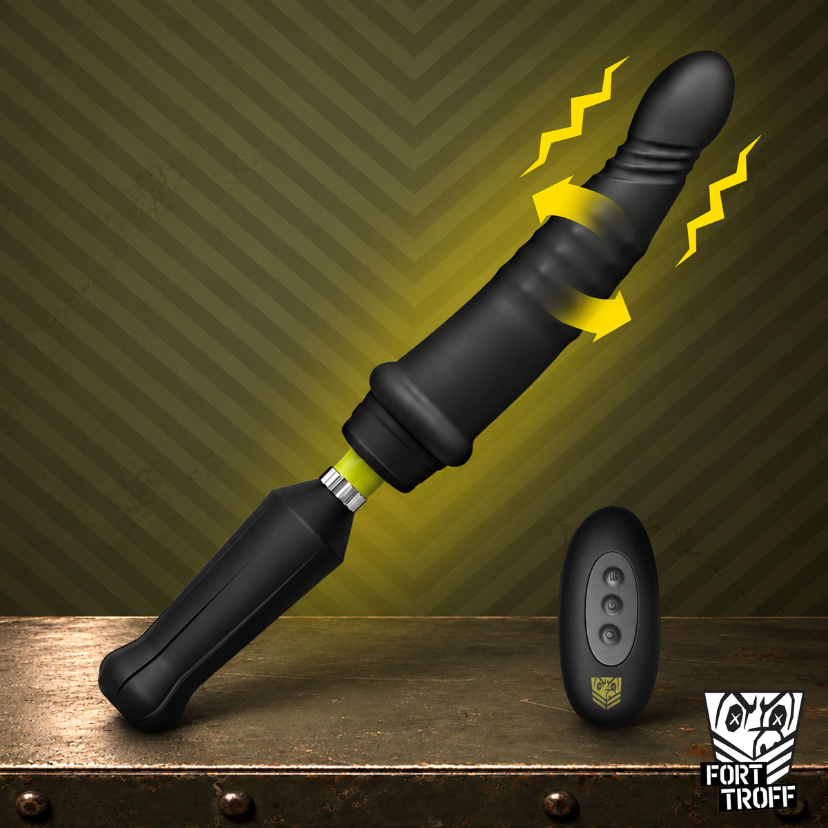 Fort Troff Robo Plunger Rotating Bead Depth Dong, Vibrating Remote Dildo