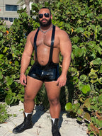 Alfons Dovana Black Shiny Jock Singlet w. White Stripes