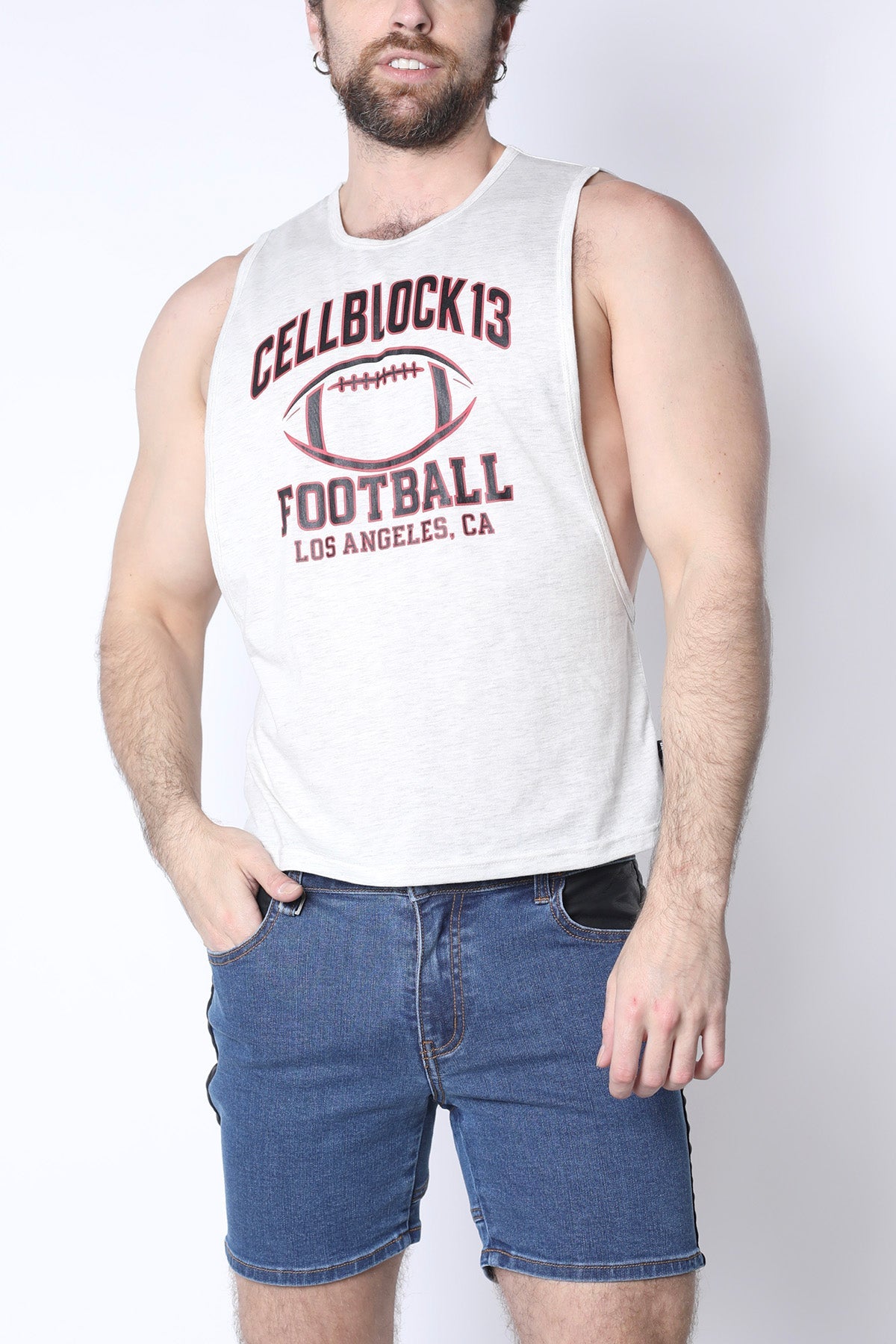 CellBlock 13 Field Goal Football Muscle Tank - White