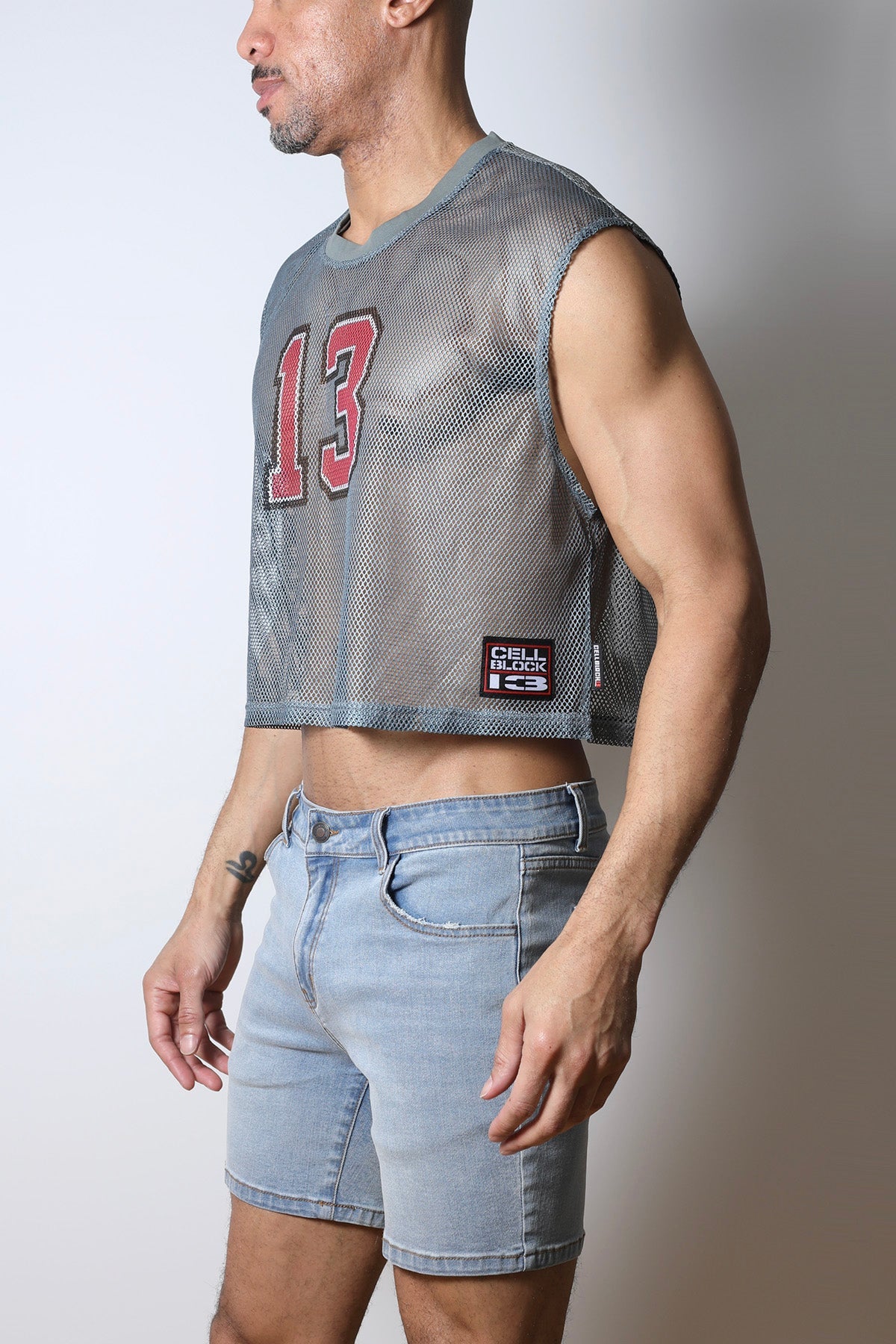 CellBlock 13 Field Goal 13 Mesh Muscle Tee - Gray