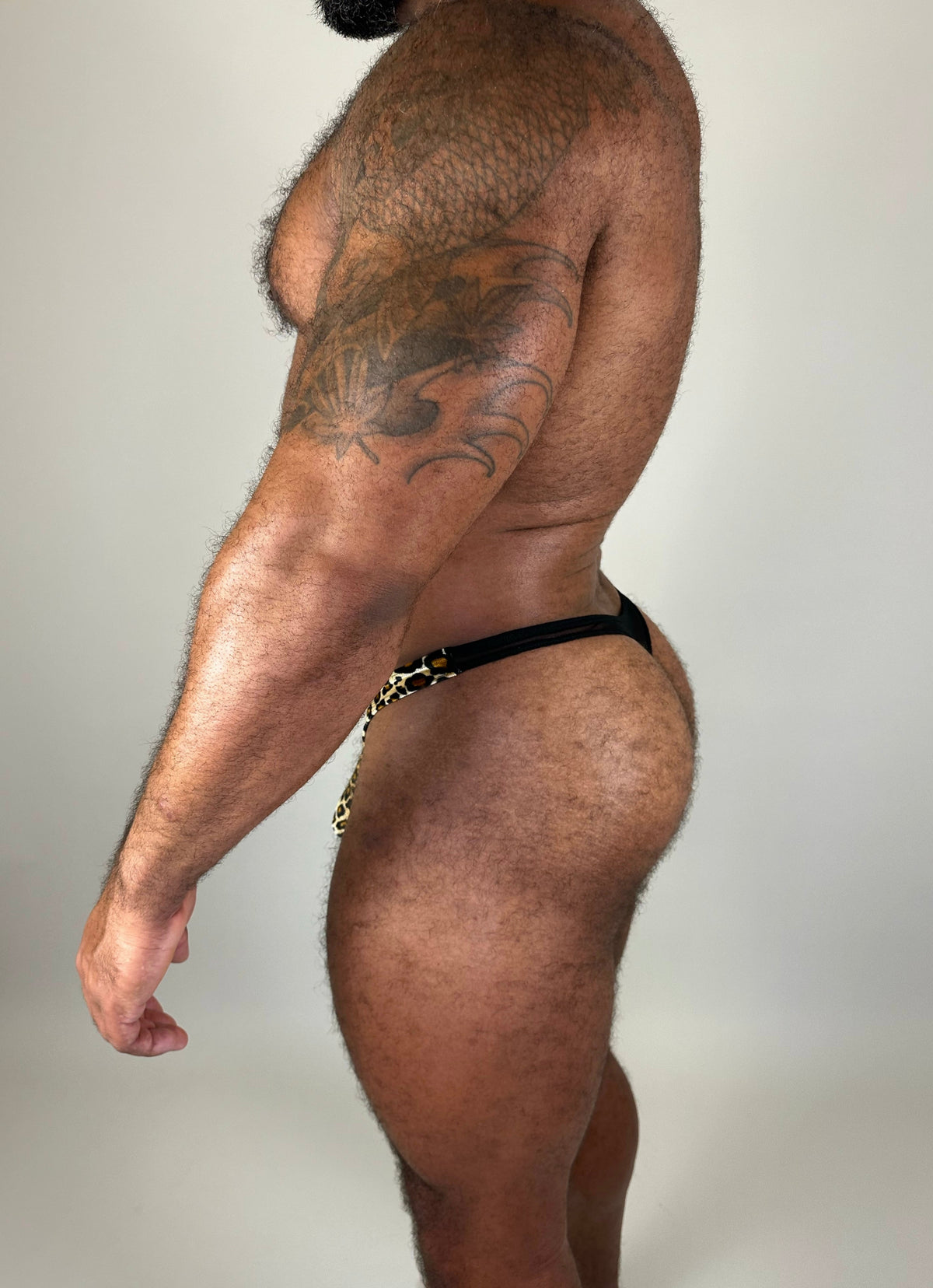 Alfons Dovana Leopard Velvet/Mesh Thong