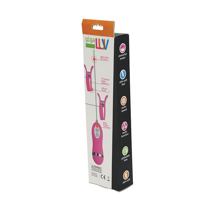 Gigaluv Vibrating Nipple Clamps 10 Function - Pink