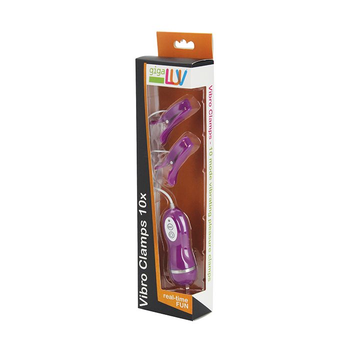Gigaluv Vibrating Nipple Clamps 10 Function - Purple