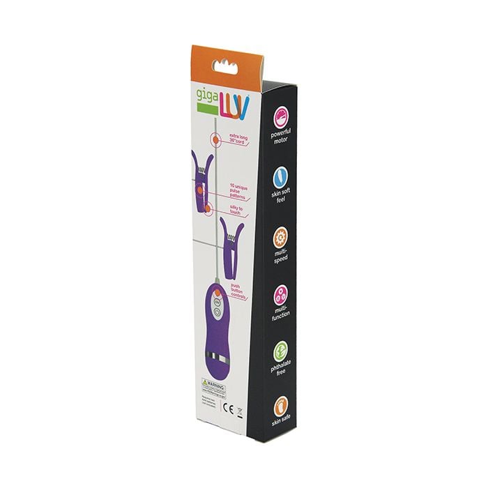 Gigaluv Vibrating Nipple Clamps 10 Function - Purple