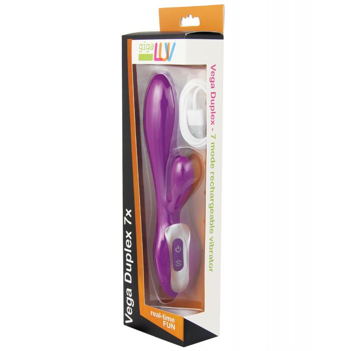 Gigaluv Vega Duplex Rechargeable Dual Stimulation Vibrator - Purple