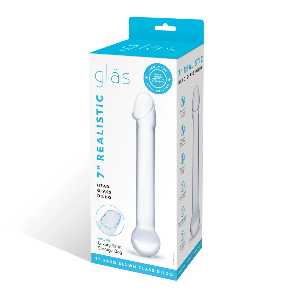 Gläs 7" realistic head glass dildo