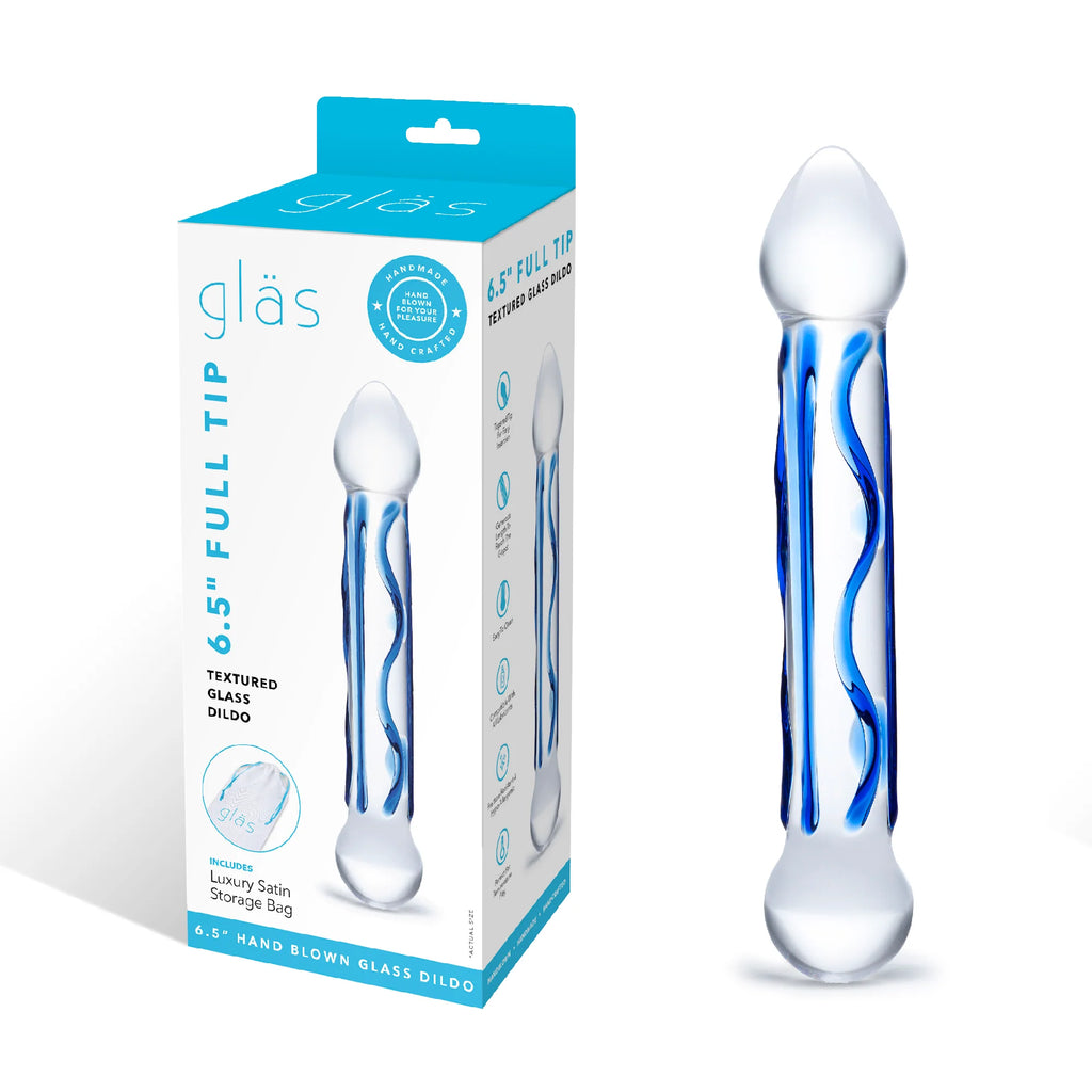 Gläs 6.5" Full Tip Textured Glass Dildo