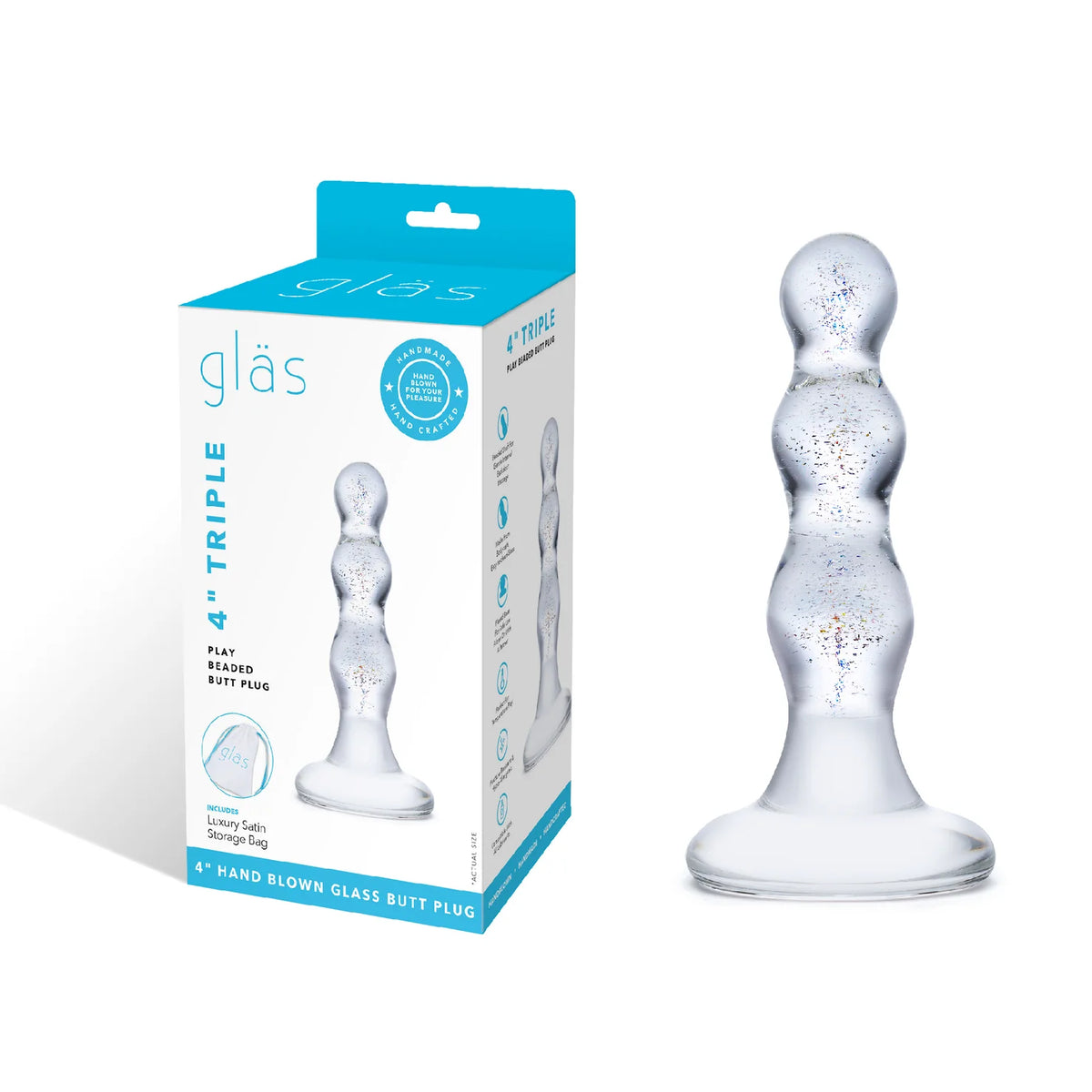 Gläs 4" Triple Play Beaded Butt Plug