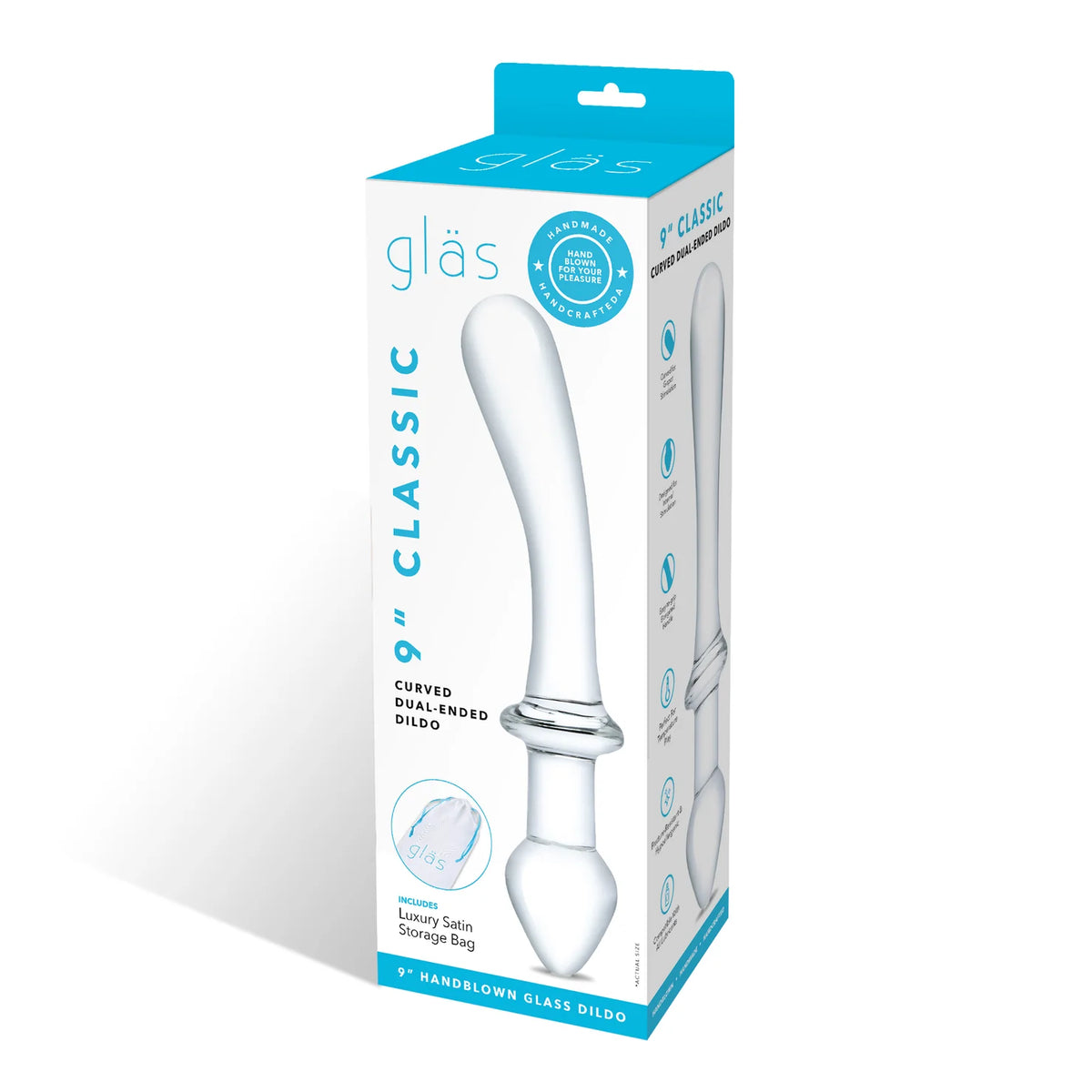 Gläs 9" Classic Curved Dual-Ended Dildo