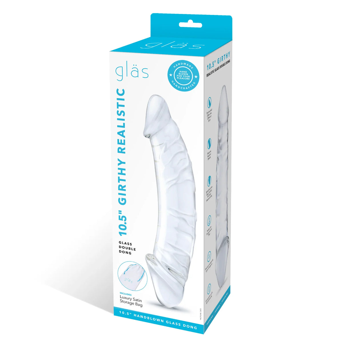Gläs 10.5" Girthy Realistic Glass Double Dong