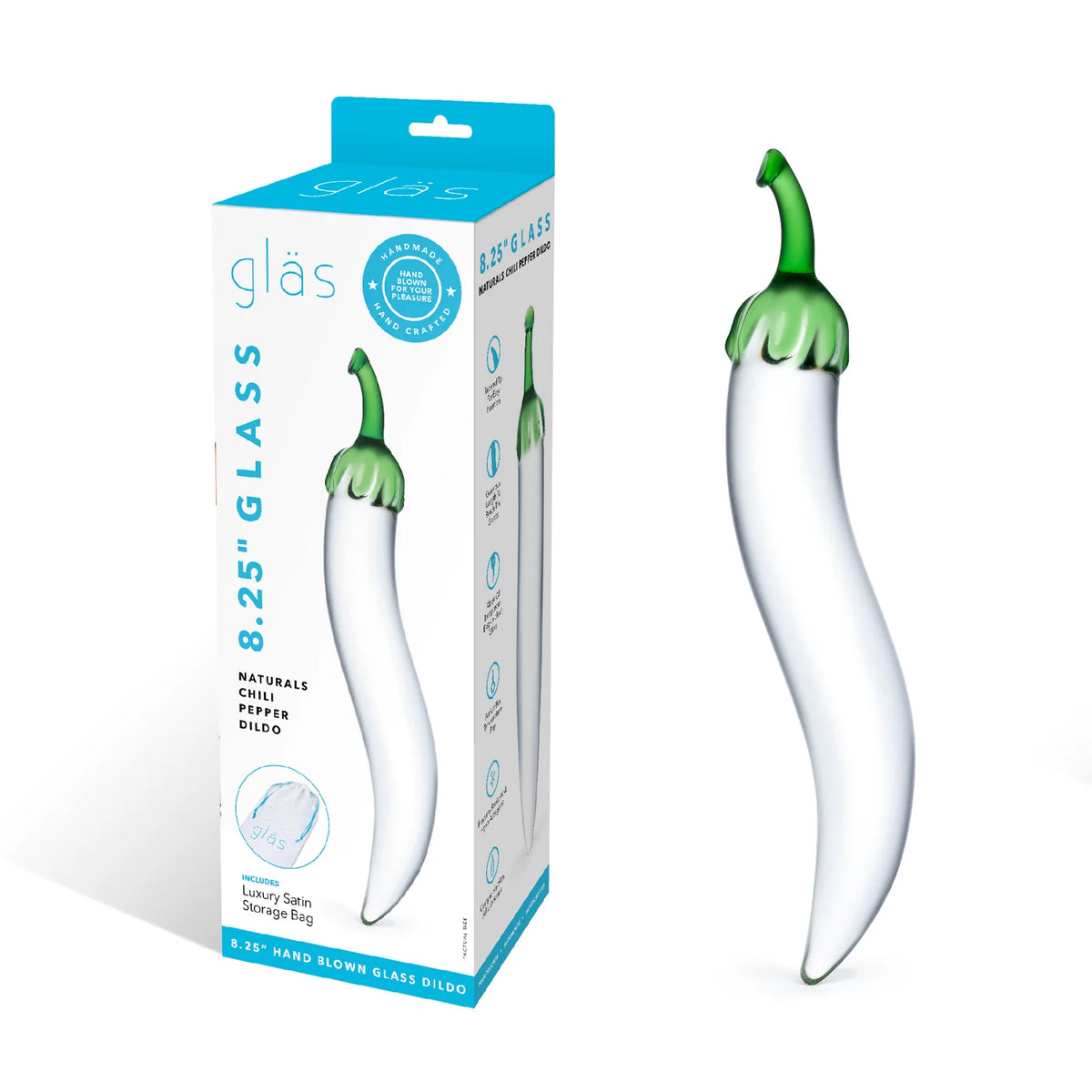Gläs 8.25" Glass Naturals Chili Pepper Dildo