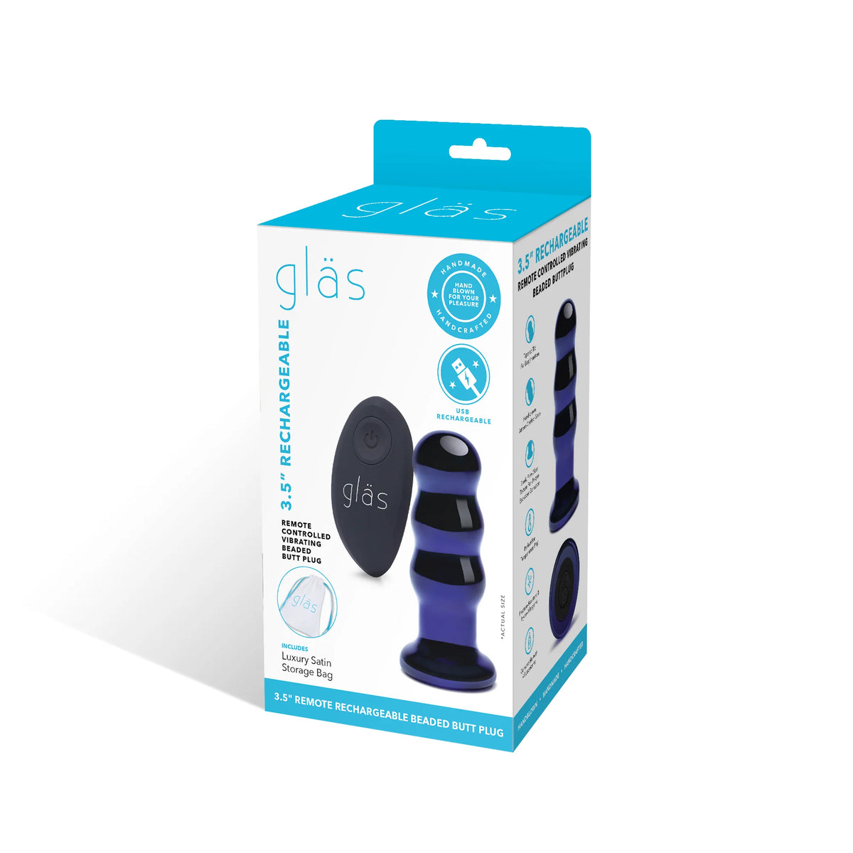 Gläs  Rechargeable Remote Controlled Vibrating Beaded Buttplug