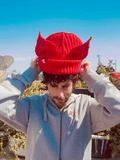 LOVERBOY BY CHARLES JEFFREY MOHAIR CHUNKY EARS BEANIE in RED