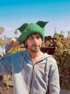 LOVERBOY BY CHARLES JEFFREY MOHAIR CHUNKY EARS BEANIE in GREEN