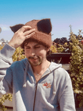 LOVERBOY BY CHARLES JEFFREY ALPACA CHUNKY EARS BEANIE in BROWN