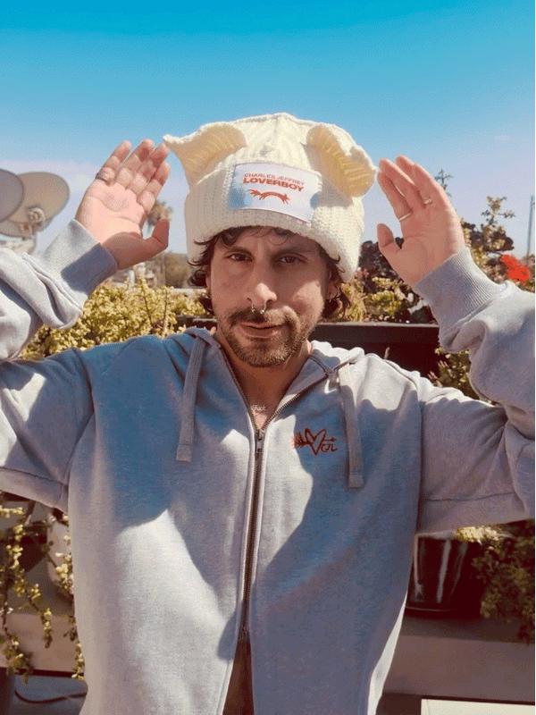 LOVERBOY BY CHARLES JEFFREY CHUNKY EARS BEANIE WHITE