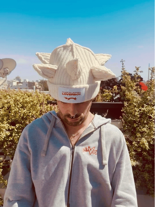 LOVERBOY BY CHARLES JEFFREY BERSERKER BEANIE WHITE
