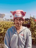 LOVERBOY BY CHARLES JEFFREY CHUNKY EARS BEANIE in PINK STRIPE