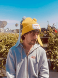 LOVERBOY BY CHARLES JEFFREY CHUNKY Rabbit BEANIE in YELLOW + light blue