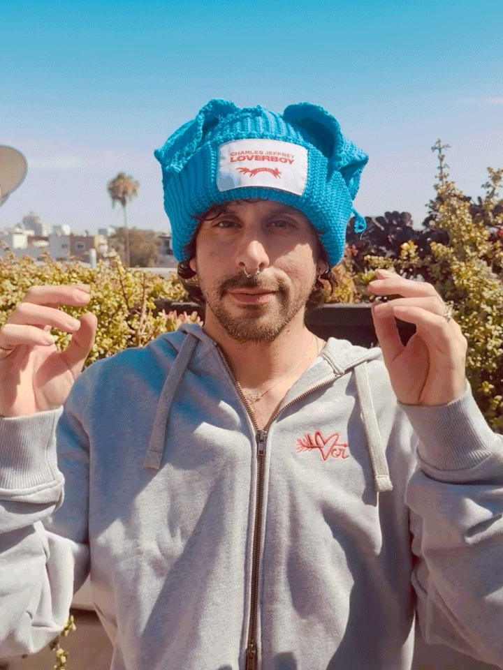LOVERBOY BY CHARLES JEFFREY CHUNKY EARS BEANIE in LIGHT BLUE