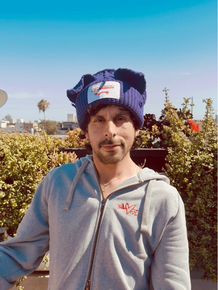 LOVERBOY BY CHARLES JEFFREY CHUNKY EARS BEANIE in PURPLE