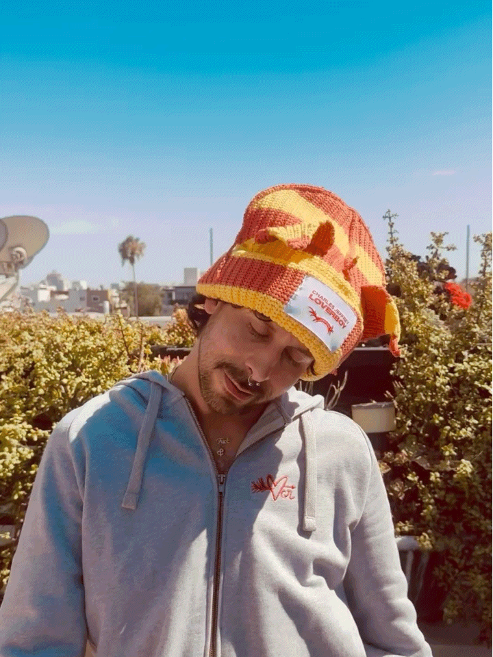 LOVERBOY BY CHARLES JEFFREY CHUNKY EARS BEANIE in YELLOW ORANGE