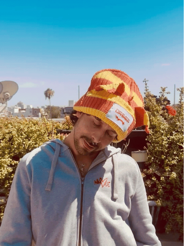 LOVERBOY BY CHARLES JEFFREY CHUNKY EARS BEANIE in YELLOW ORANGE