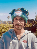 LOVERBOY BY CHARLES JEFFREY CHUNKY EARS BEANIE in GREEN NAVY BROWN