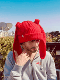 LOVERBOY BY CHARLES JEFFREY MOHAIR CHUNKY RABBIT BEANIE in RED