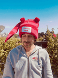 LOVERBOY BY CHARLES JEFFREY CHUNKY Rabbit BEANIE in Red + Pink Stripe