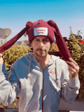 LOVERBOY BY CHARLES JEFFREY CHUNKY Rabbit BEANIE in Bordeaux