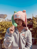 LOVERBOY BY CHARLES JEFFREY CHUNKY Rabbit BEANIE in PINK + light Green