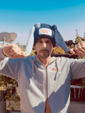 LOVERBOY BY CHARLES JEFFREY CHUNKY Rabbit BEANIE in Blue + light Blue