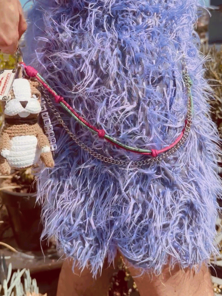LOVERBOY BY CHARLES JEFFREY CHARACTER CROCHET BAG CHARM BULLDOG