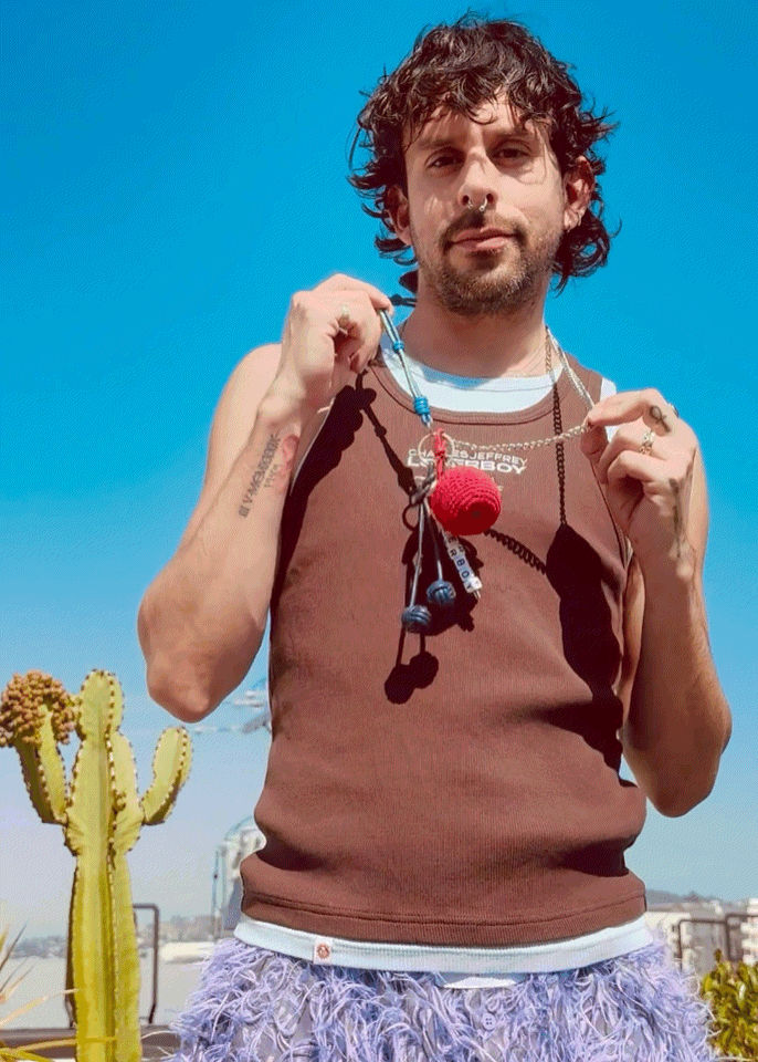 LOVERBOY BY CHARLES JEFFREY CHARACTER CROCHET BAG CHARM APPLE