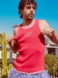 LOVERBOY BY CHARLES JEFFREY DOUBLE TANK IN CORAL + RED