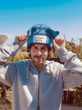 LOVERBOY BY CHARLES JEFFREY CHUNKY EARS BEANIE in BLUE STRIPE
