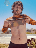 LOVERBOY BY CHARLES JEFFREY POWERMESH LONG SLEEVE TEE in ORANGE BLACK