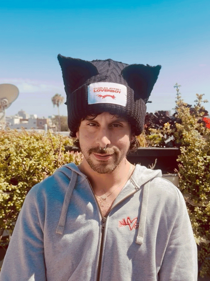 LOVERBOY BY CHARLES JEFFREY CHUNKY EARS BEANIE in BLACK