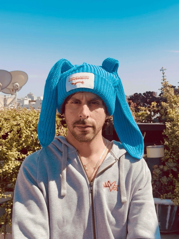 LOVERBOY BY CHARLES JEFFREY CHUNKY RABBIT BEANIE in Blue