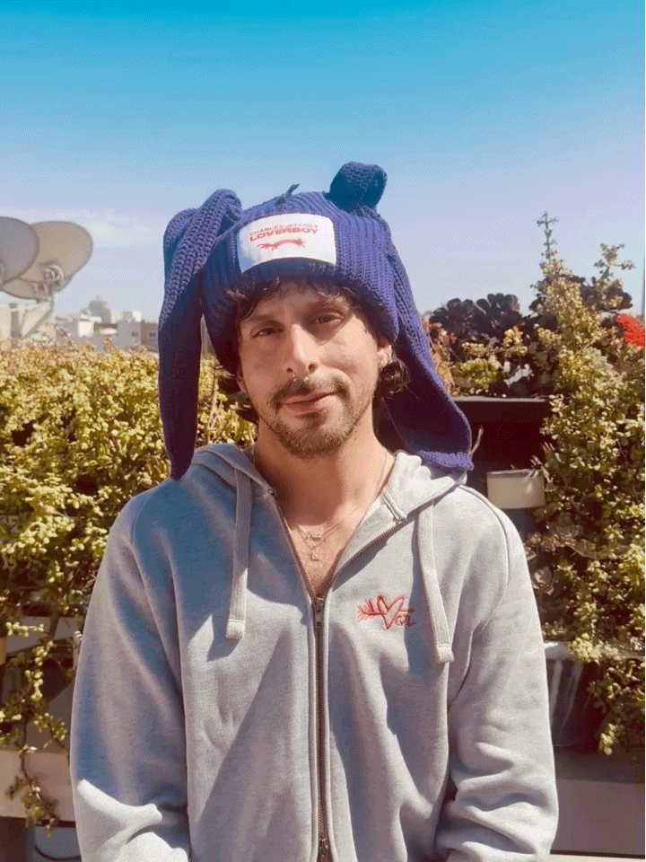 LOVERBOY BY CHARLES JEFFREY CHUNKY RABBIT BEANIE in Purple