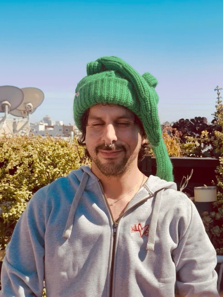 LOVERBOY BY CHARLES JEFFREY MOHAIR CHUNKY RABBIT BEANIE in GREEN