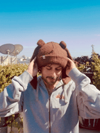 LOVERBOY BY CHARLES JEFFREY ALPACA CHUNKY RABBIT BEANIE in BROWN