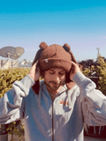 LOVERBOY BY CHARLES JEFFREY ALPACA CHUNKY RABBIT BEANIE in BROWN