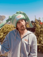 LOVERBOY BY CHARLES JEFFREY CHUNKY Rabbit BEANIE in Green Stripe