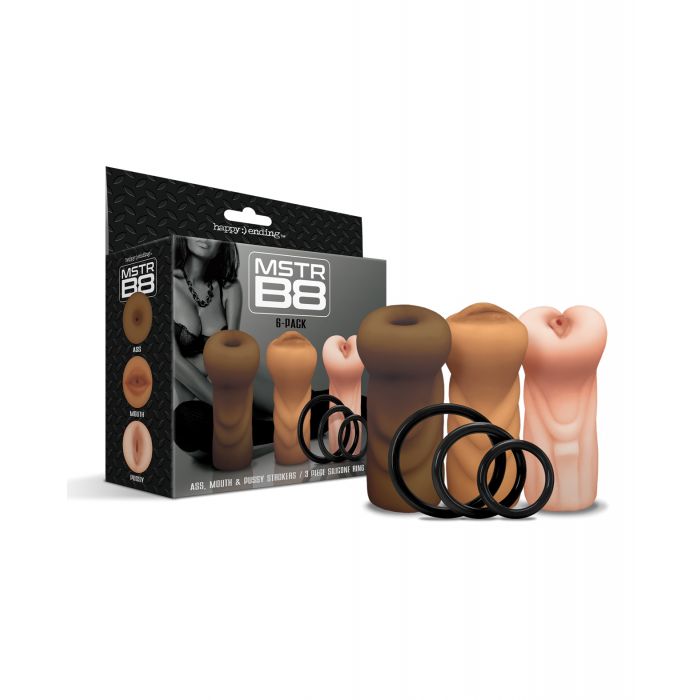 Happy Ending MSTR B8 Stroker Set w/C-Rings - Assorted Pack of 3