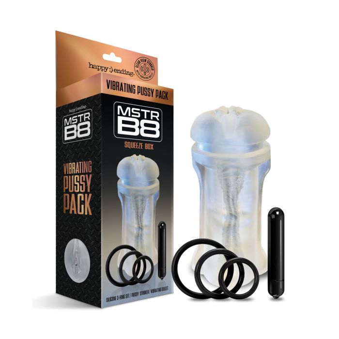 Happy Ending MSTR B8 Squeeze Box Vibrating Pussy Pack - Kit of 5 Clear